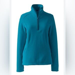Lands End Fleece 1/2 Zip Pullover Top Women Sz 2X Teal Blue Cozy Warm Casual
